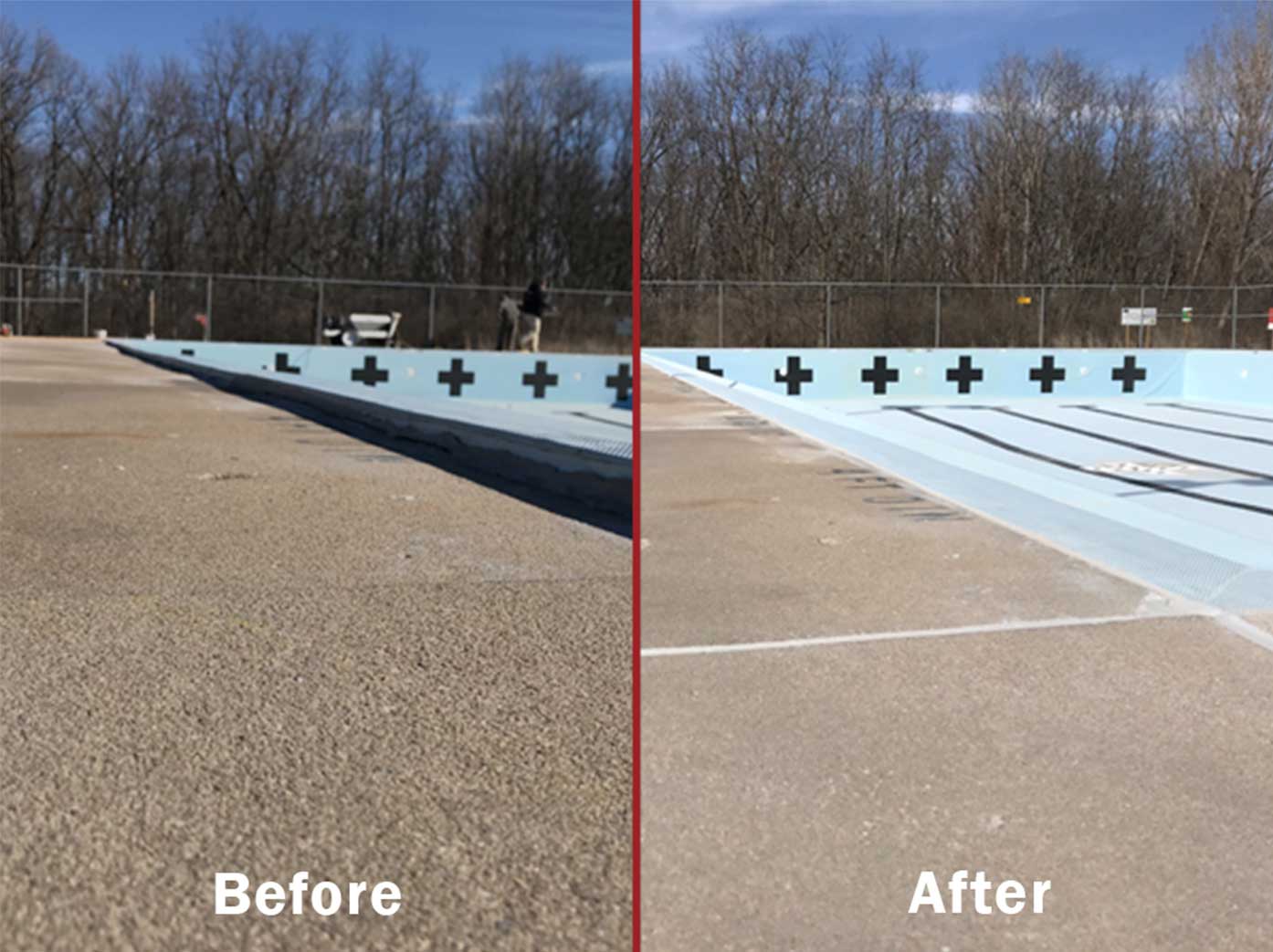 Before and After - Mudjacking / Caulking pool apron